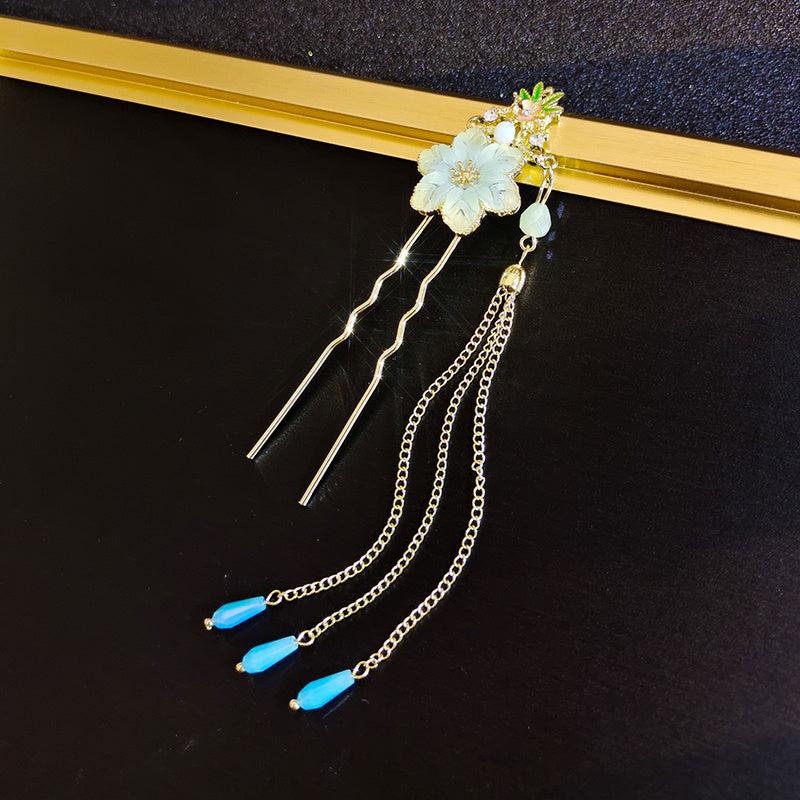 Hanfu Chinese Style Tassel Flower Hair Clip Vintage Barrette Hair Accessories