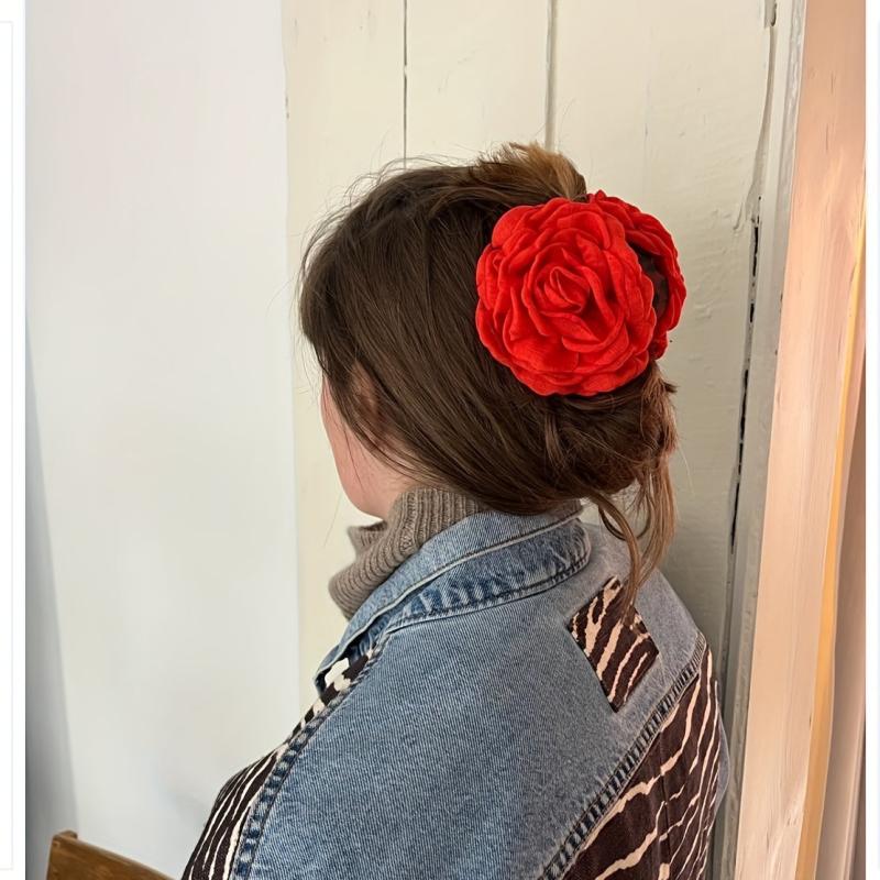 Fabric Flower Hair Claw for Women Girls Wedding Party Hair Claw