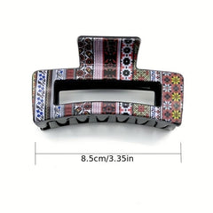 Floral Printed Hair Claw Nonslip Ponytail Holder Retro Style Pattern