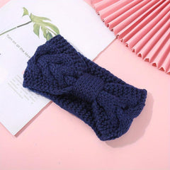 Winter Knitted Bow Headband Solid Wide Yarn Warm Sports Headband
