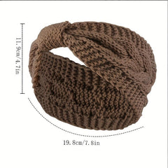 Winter Knitted Bow Headband Solid Wide Yarn Warm Sports Headband