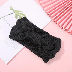 Winter Knitted Bow Headband Solid Wide Yarn Warm Sports Headband