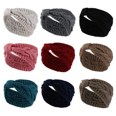 Winter Knitted Bow Headband Solid Wide Yarn Warm Sports Headband