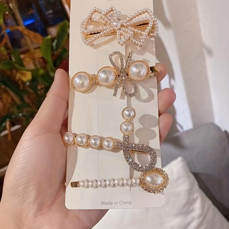 Rhinestone Pearl Hair Clip Side Clip Head Jewelry Hair Accessories