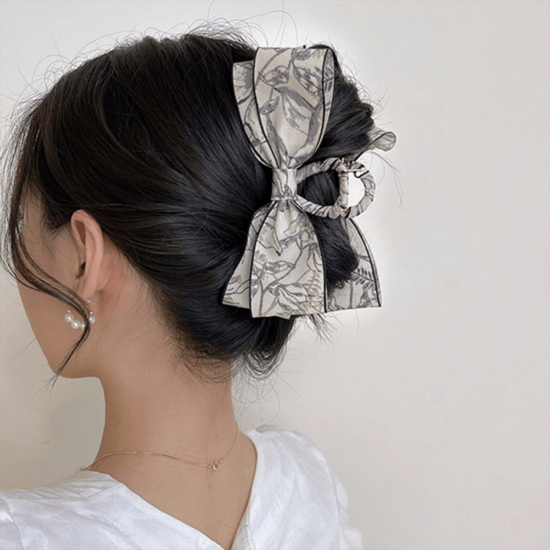 Floral Print Hair Claw Clip Nonslip Ponytail Holder