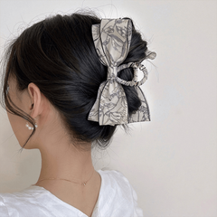 Floral Print Hair Claw Clip Nonslip Ponytail Holder