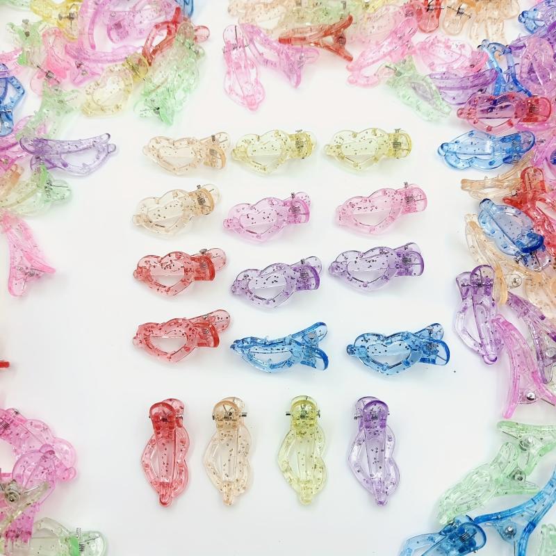 Heart Shaped Crystal Hair Clips With Sequins for Women and Girls