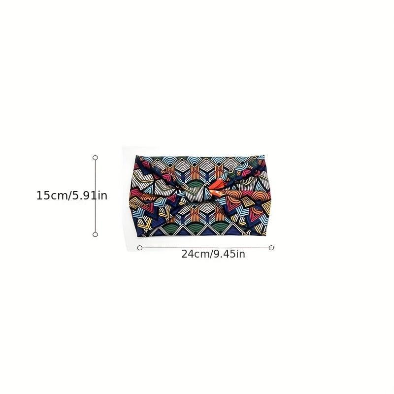 Boho Style Wide Headband for Yoga, Sports - Elastic Knotted Hairband