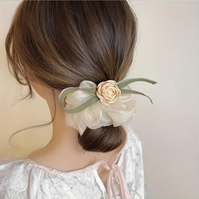 Flower Hair Tie Hair Rope Ponytail Clip Sweet Hair Accessories For Girls Women