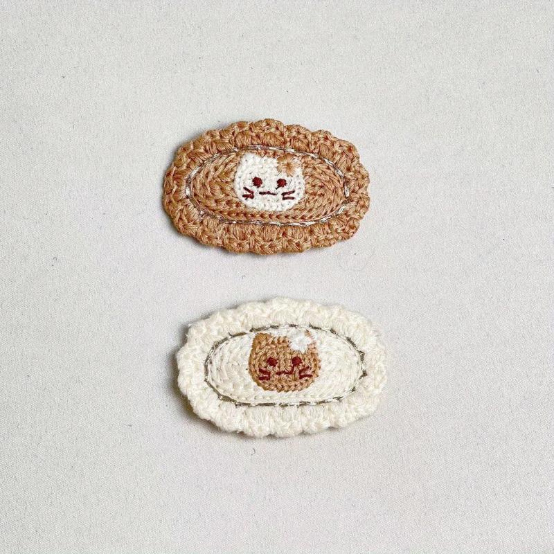 2pcs Baby Girls Knitted Cat Hair Clip Side Bang Sweet Hair Clip