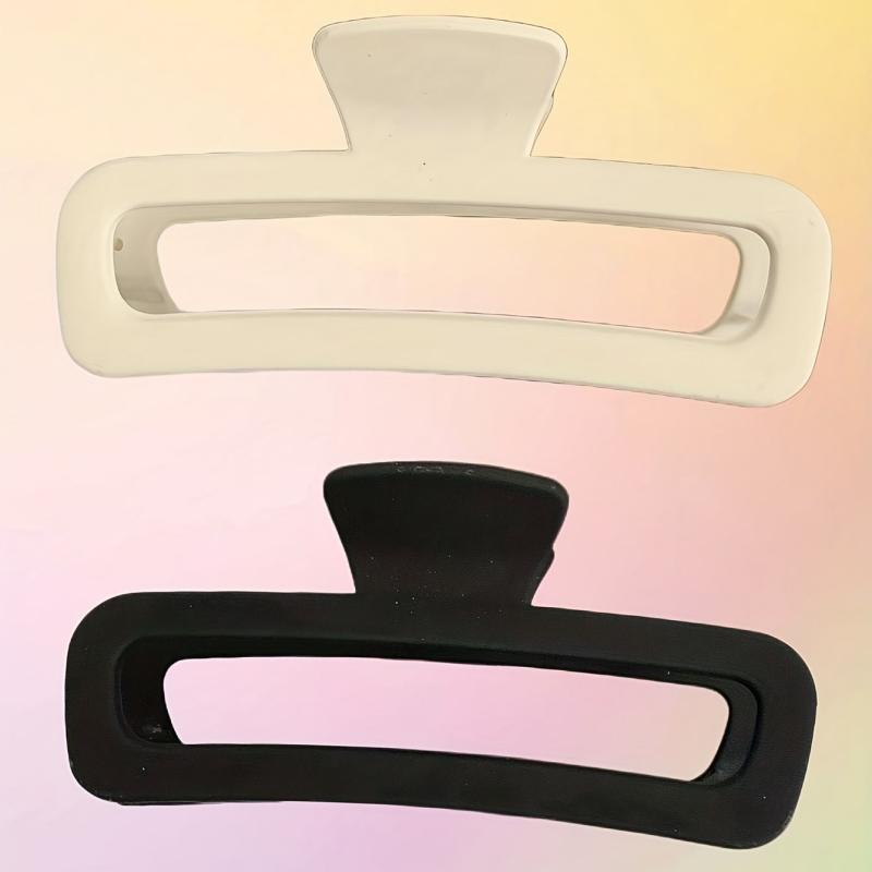 2pcs Solid Hair Claw Hollow Design Non-slip Large Hair Claw for Women Girls