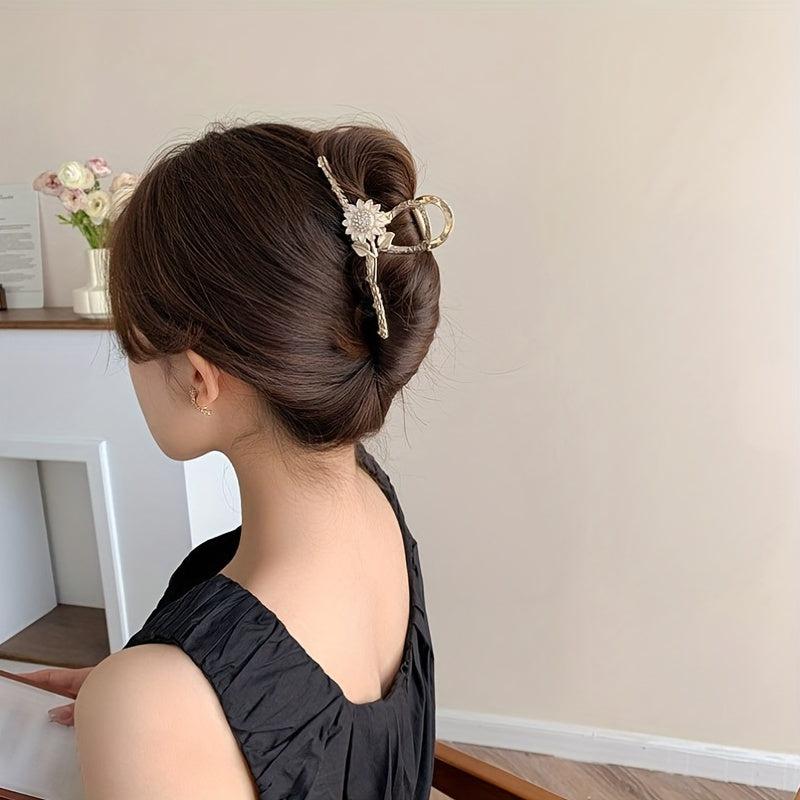 Metal Sunflower Hair Claw Alloy Hair Claw Flower Jaw Clip Nonslip