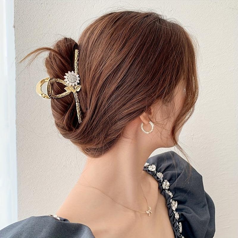 Metal Sunflower Hair Claw Alloy Hair Claw Flower Jaw Clip Nonslip