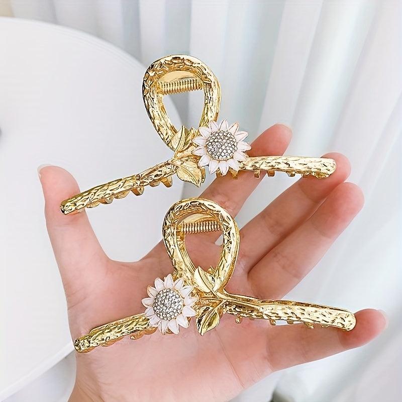 Metal Sunflower Hair Claw Alloy Hair Claw Flower Jaw Clip Nonslip