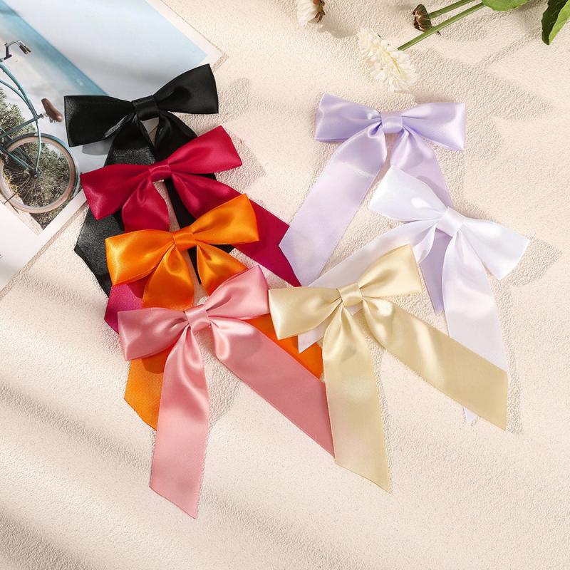 Satin Bow Hair Clip Ribbon French Barrette Ponytail Hair Accessory