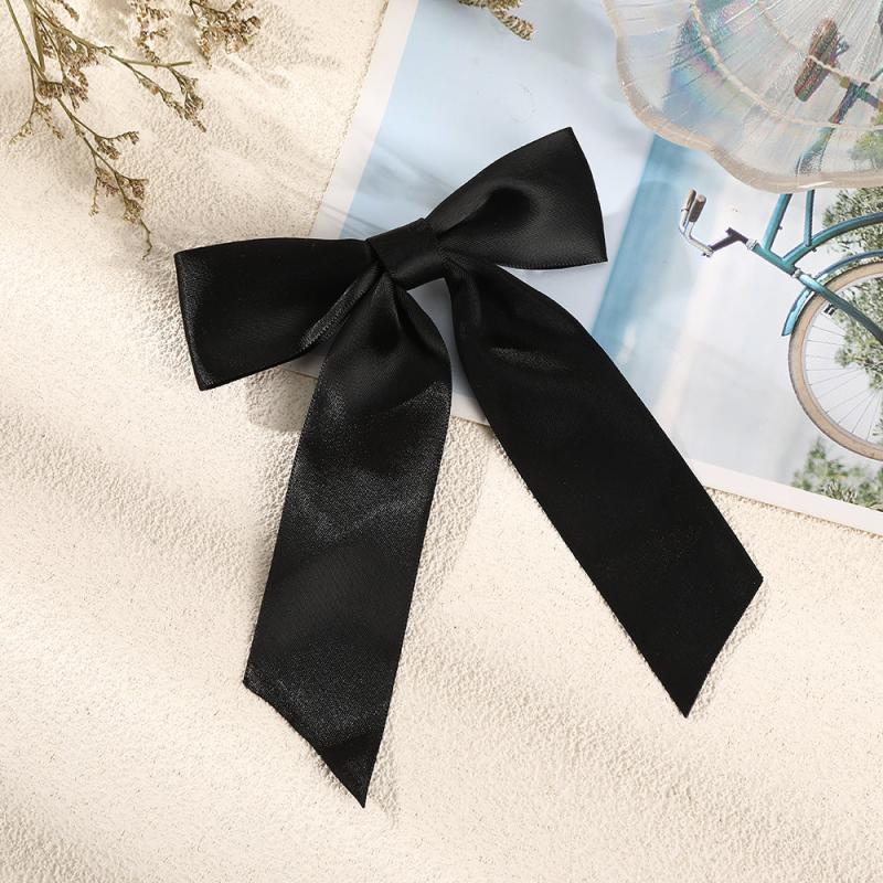Satin Bow Hair Clip Ribbon French Barrette Ponytail Hair Accessory