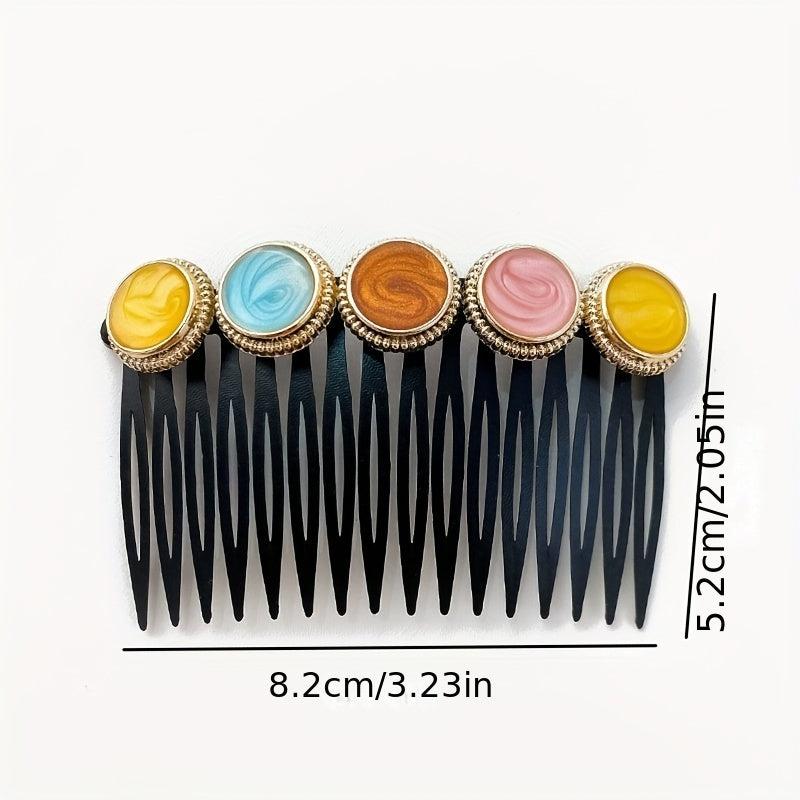 Colorful Flower Hair Comb with Rhinestones