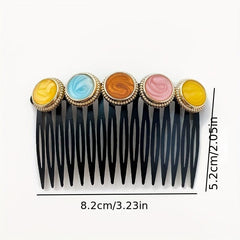 Colorful Flower Hair Comb with Rhinestones