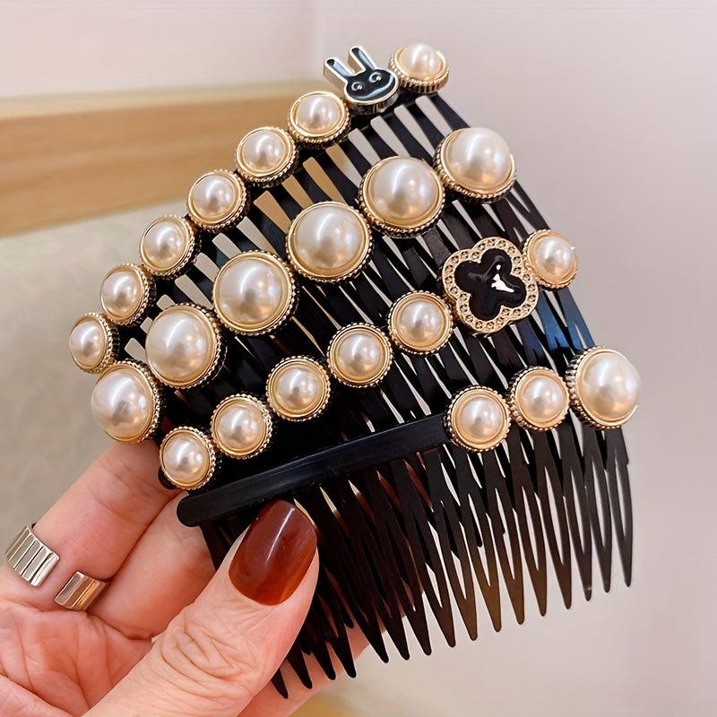 Colorful Flower Hair Comb with Rhinestones
