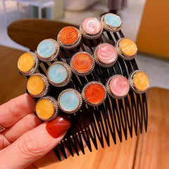 Colorful Flower Hair Comb with Rhinestones