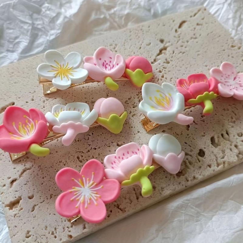 Pink Flower Duck Hair Clip for Girls