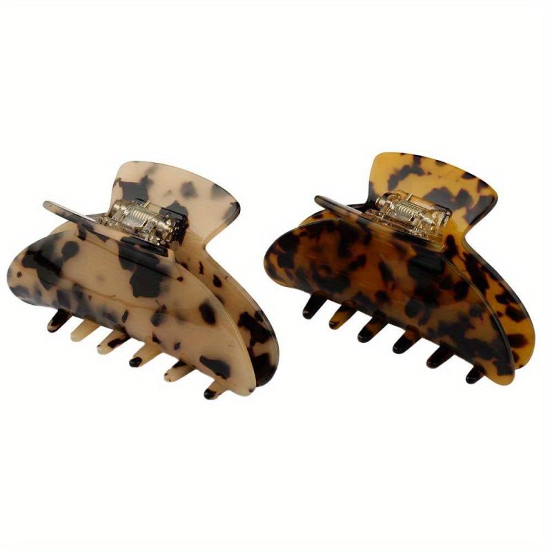Leopard Hair Claw Clip Vintage Nonslip Ponytail Holder Women Girls