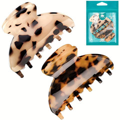 Leopard Hair Claw Clip Vintage Nonslip Ponytail Holder Women Girls
