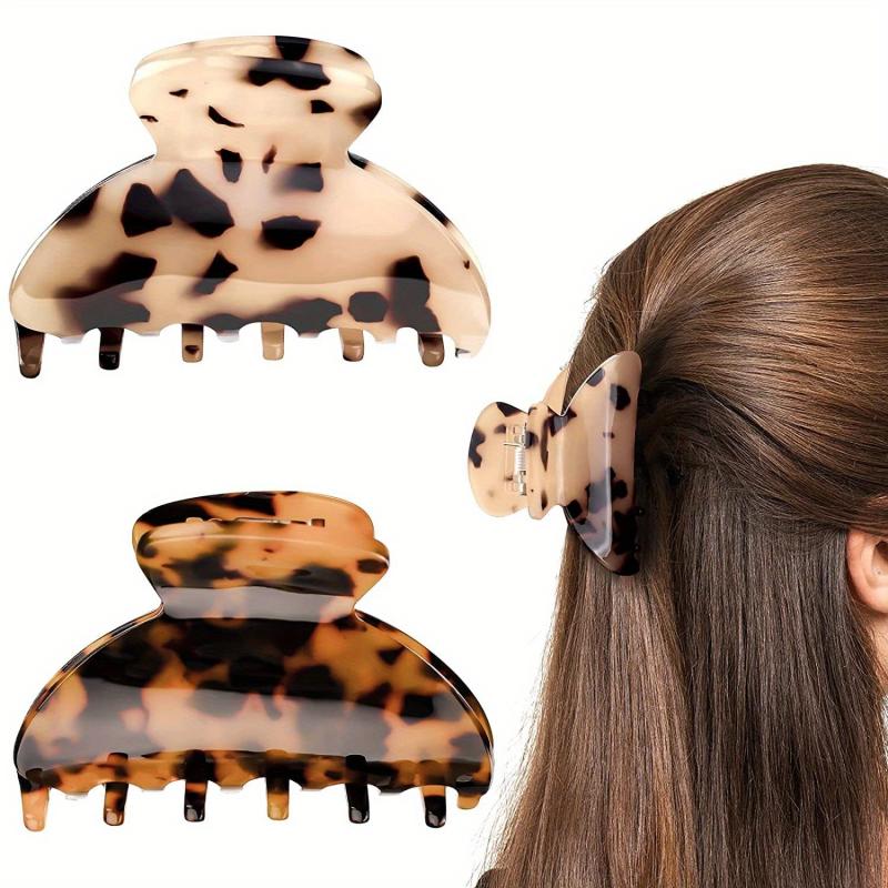 Leopard Hair Claw Clip Vintage Nonslip Ponytail Holder Women Girls