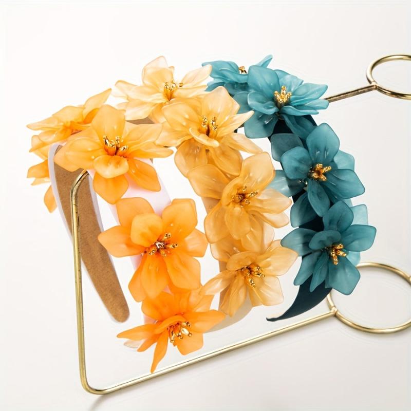 Resin Flower Headband Wide Head Hoop Hair Accessories