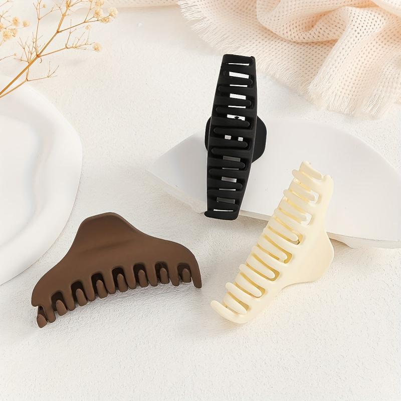 3pcs Frosted Hair Claw Nonslip Ponytail Holder Hair Clip