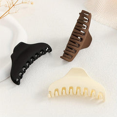 3pcs Frosted Hair Claw Nonslip Ponytail Holder Hair Clip