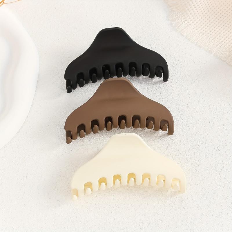 3pcs Frosted Hair Claw Nonslip Ponytail Holder Hair Clip