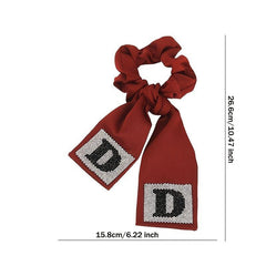 Rhinestone Bowknot Hairband Long Silk Scarf Hair Ring