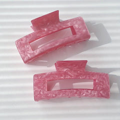 2pcs Pink Hair Claw Acrylic Ponytail Holder