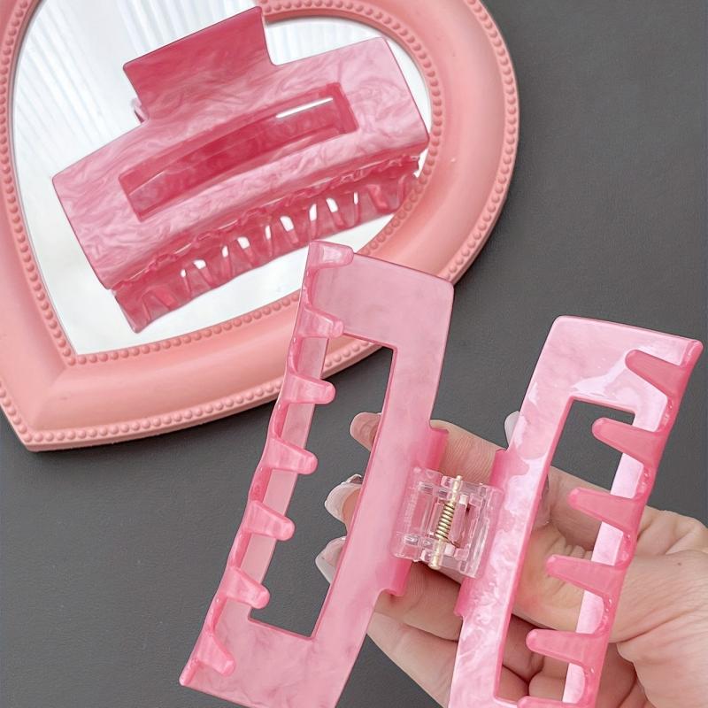 2pcs Pink Hair Claw Acrylic Ponytail Holder