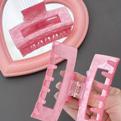 2pcs Pink Hair Claw Acrylic Ponytail Holder