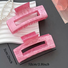 2pcs Pink Hair Claw Acrylic Ponytail Holder
