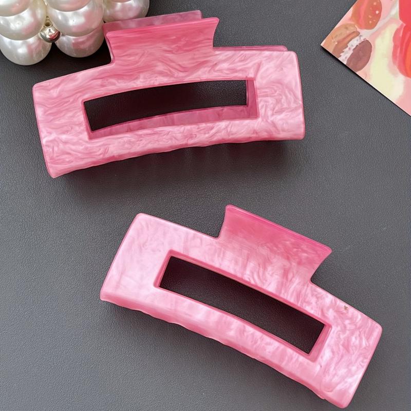 2pcs Pink Hair Claw Acrylic Ponytail Holder