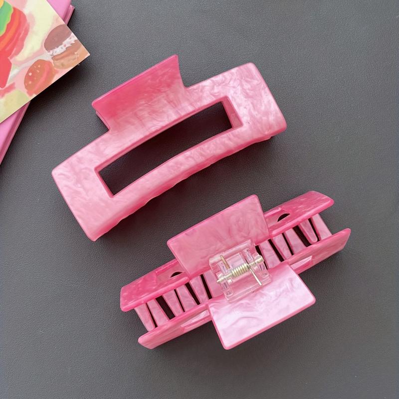 2pcs Pink Hair Claw Acrylic Ponytail Holder