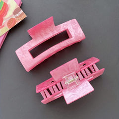 2pcs Pink Hair Claw Acrylic Ponytail Holder