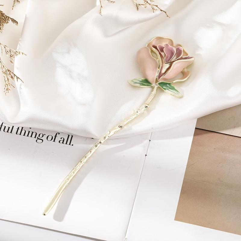 Alloy Rose Hairpin Metal Flower Barrette Hair Accessory