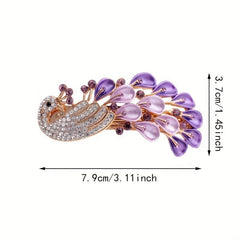 Peacock Shape Hair Clip Rhinestone Multicolor French Barrette Hair Accessories