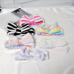 Striped Bowknot Decor Headband Soft Elastic Hair Band for Women Girls