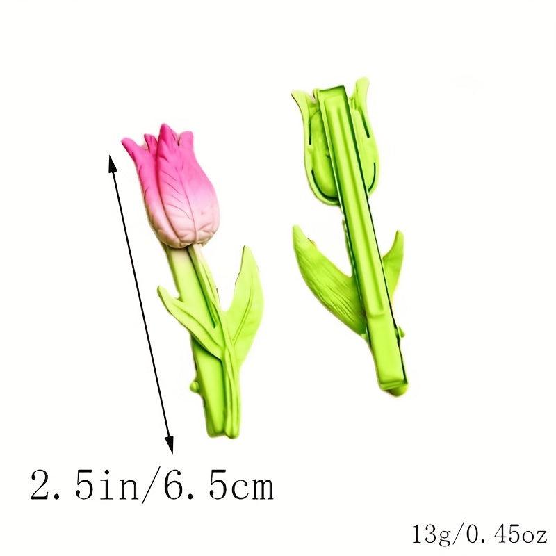 2pcs Tulip Hair Clip Flower Hair Clip For Side Hair Bang