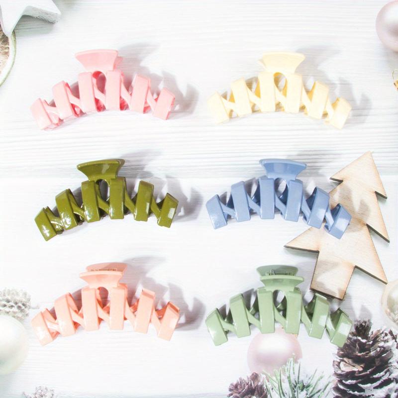 6pcs Gradient Twist Hair Claw Large Shark Claw Ponytail Holder Hair Accessories