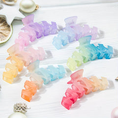 6pcs Gradient Twist Hair Claw Large Shark Claw Ponytail Holder Hair Accessories