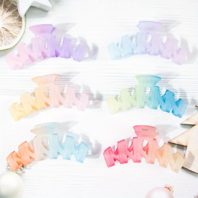 6pcs Gradient Twist Hair Claw Large Shark Claw Ponytail Holder Hair Accessories