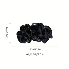 Ruffled Bow Hair Claw Glitter Rhinestone Hair Claw Nonslip Ponytail Holder