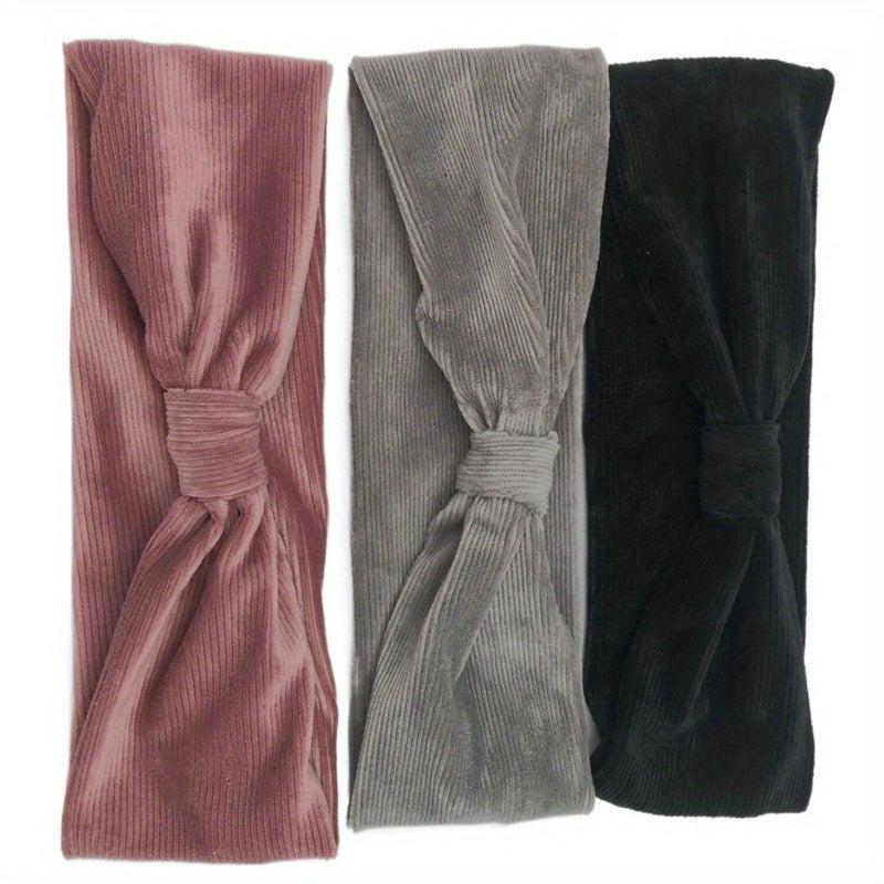 Corduroy Criss Cross Headband Solid Head Hoop Stretchy Headdress Hair Accessorie