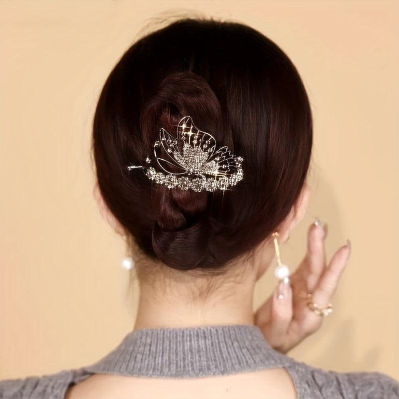 Rhinestone Flower Hair Claw Clip for Women Girls